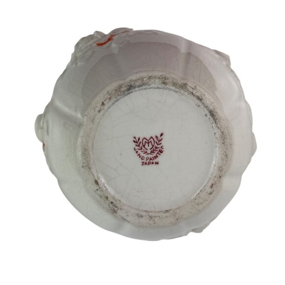 Moriyama Mori Machi Ceramic Vase White/Orange Raised Flowers - Picture 8 of 13